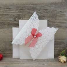 Invitation Card Glitter Clear Plastic Cover Wedding Card with Silk Bow